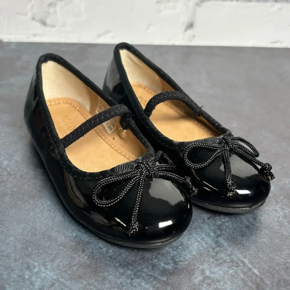 Polo Ralph Lauren Girl's Patent Leather Bow Ballet Flats Size Toddler 6.5